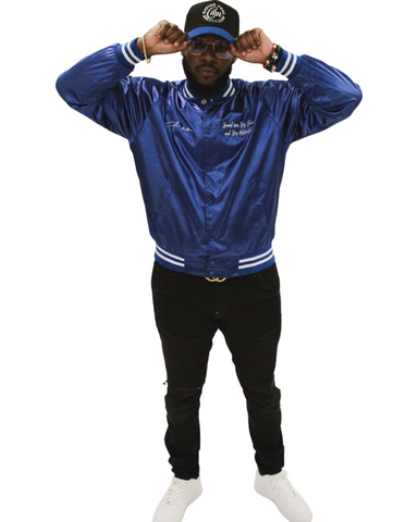 C.M “Retro Satin” Bomber Jacket (Royal)